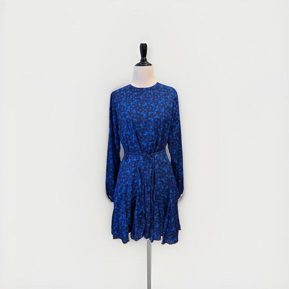 Anthropologie Dresses & Skirts - Willa Story Silk Dress Women's Size XS Blue Print Long Sleeve Mini Anthropologie